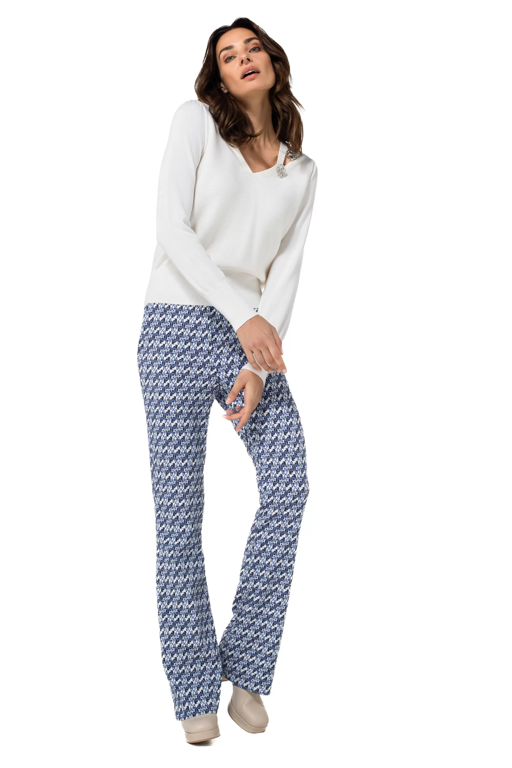 Outlet 1550-29 / Comfortabele Broek, Bootcut, Normal Waist, Pop-Art Print Vrouwen Broeken