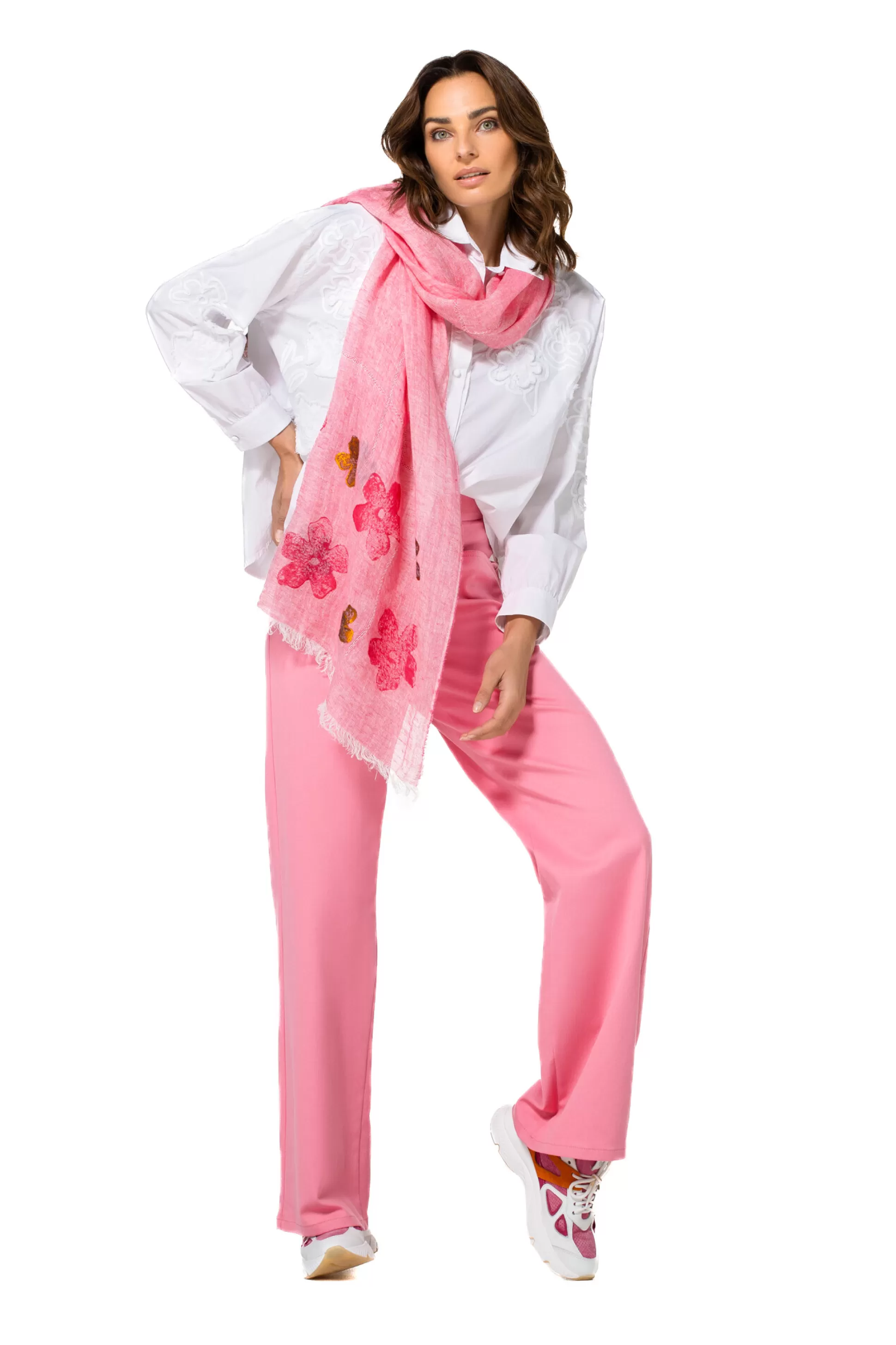 Outlet 1579-71 / Comfortabele Broek In Katoen, Wijd Been, Normal Waist Vrouwen Broeken